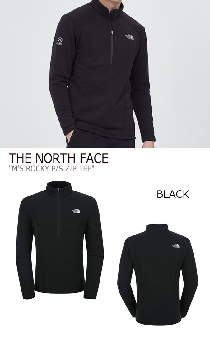 ノースフェイス THE NORTH FACE メンズ M'S ROCKY P/S ZIP TEE メンズ ロッキー ジップティー 長袖 BLACK CHARCOAL ブラック チャコール NT7LJ50A/B ウェア 【中古】未使用品