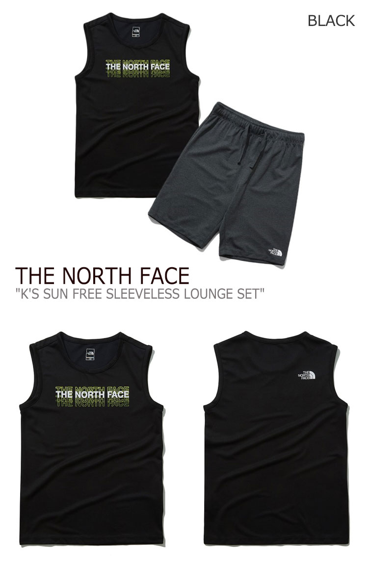 ノースフェイス セットアップ THE NORTH FACE キッズ K'S SUN FREE SLEEVELESS LOUNGE SET サン フリー スリーブレス ラウンジ セット WHITE ホワイト BLACK ブラック LIME ライム NT7VL18S/T/U ウェア 【中古】未使用品