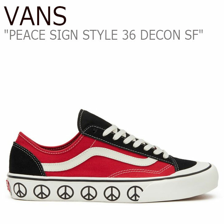 バンズ スタイル36 スニーカー VANS メンズ レディース PEACE SIGN STYLE 36 DECON SF ピースサイン スタイル 36 デコン SF RED レッド BLACK ブラック VN0A3MVL222 シューズ