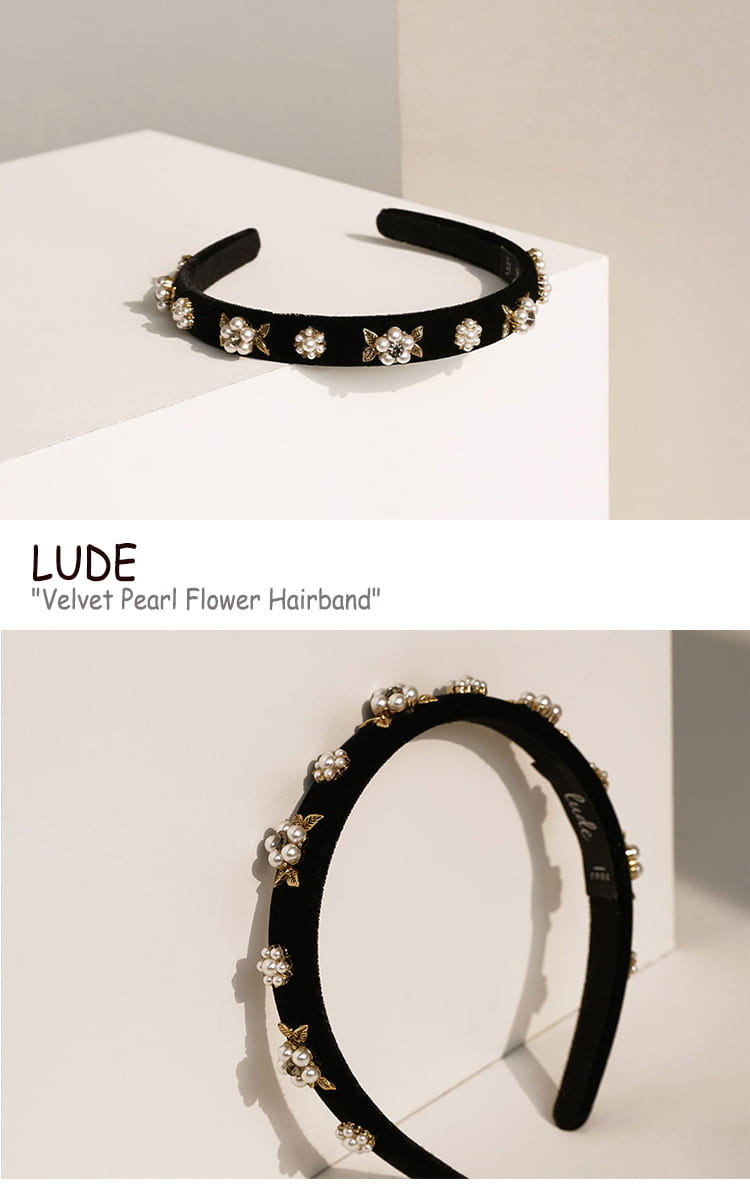 ルード カチューシャ LUDE レディース Velvet Pearl Flower Hairband ベルベット パール フラワー ヘアバンド BLACK ブラック 韓国アクセサリー 301130065 ACC