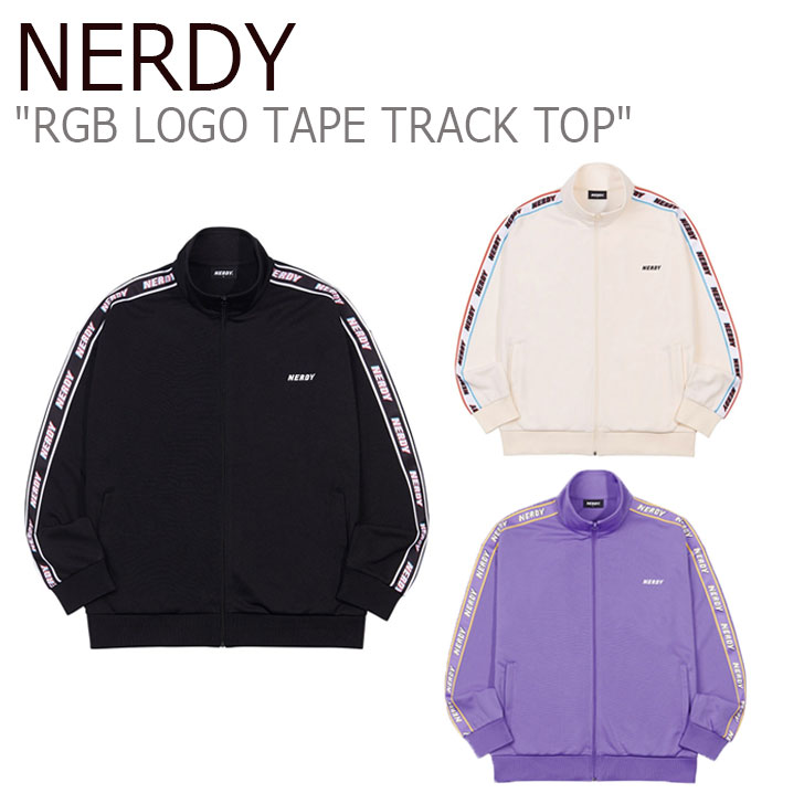 ノルディ ジップアップ NERDY メンズ レディース RGB LOGO TAPE TRACK TOP RGB ロゴ テープ トラック トップ BLACK ブラック CREAM クリーム PURPLE パープル ノルディー ウェア
