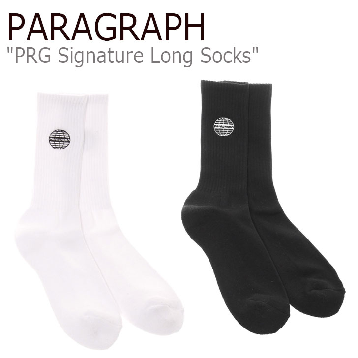 ѥ饰  PARAGRAPH  ǥ PRG SIGNATURE LONG SOCKS ͥ㡼  å WHITE ۥ磻 BLACK ֥å A02 