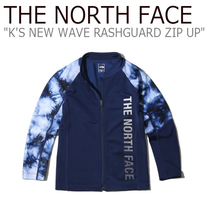 ノースフェイス 水着 THE NORTH FACE 男の子 女の子 K'S NEW WAVE RASHGUARD ZIP UP キッズ ニュー ウェーブ ラッシュガード ジップアップ 長袖 NAVY ネイビー NJ5JK07S ウェア【中古】未使用品