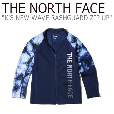 ノースフェイス 水着 THE NORTH FACE 男の子 女の子 K'S NEW WAVE RASHGUARD ZIP UP キッズ ニュー ウェーブ ラッシュガード ジップアップ 長袖 NAVY ネイビー NJ5JK07S ウェア【中古】未使用品