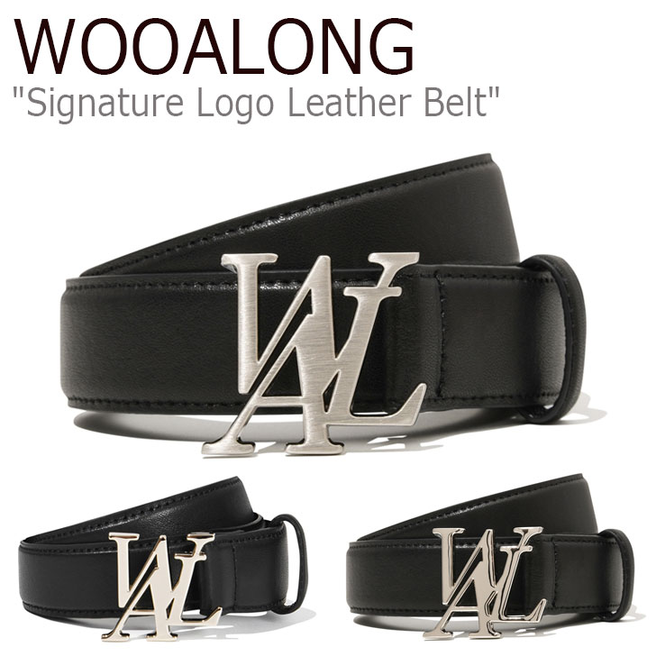 レザーベルト 【即納/国内配送】ウアロン ベルト WOOALONG メンズ レディース Signature Logo Leather Belt シグネチャー ロゴ レザーベルト SILVER シルバー MATT マット GOLD ゴールド EL53XX00045 ウェア