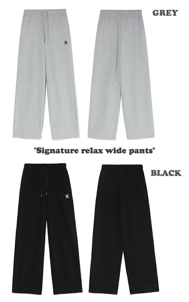 ウアロン ボトムス WOOALONG メンズ レディース SIGNATURE RELAX WIDE PANTS シグネチャー リラックス ワイド パンツ GREY グレー BLACK ブラック WHITE ホワイト CREAM クリーム NAVY ネイビー SE3DWD535BK/WH/CR/GY/NA ウェア