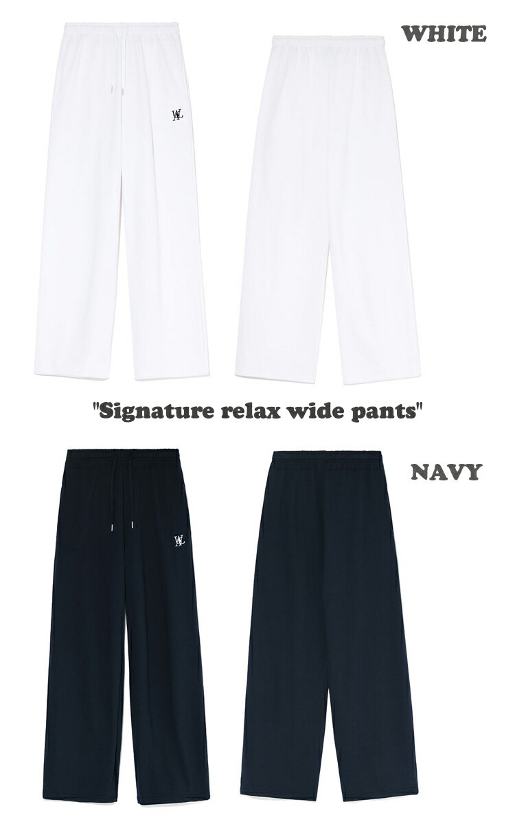 ウアロン ボトムス WOOALONG メンズ レディース SIGNATURE RELAX WIDE PANTS シグネチャー リラックス ワイド パンツ GREY グレー BLACK ブラック WHITE ホワイト CREAM クリーム NAVY ネイビー SE3DWD535BK/WH/CR/GY/NA ウェア