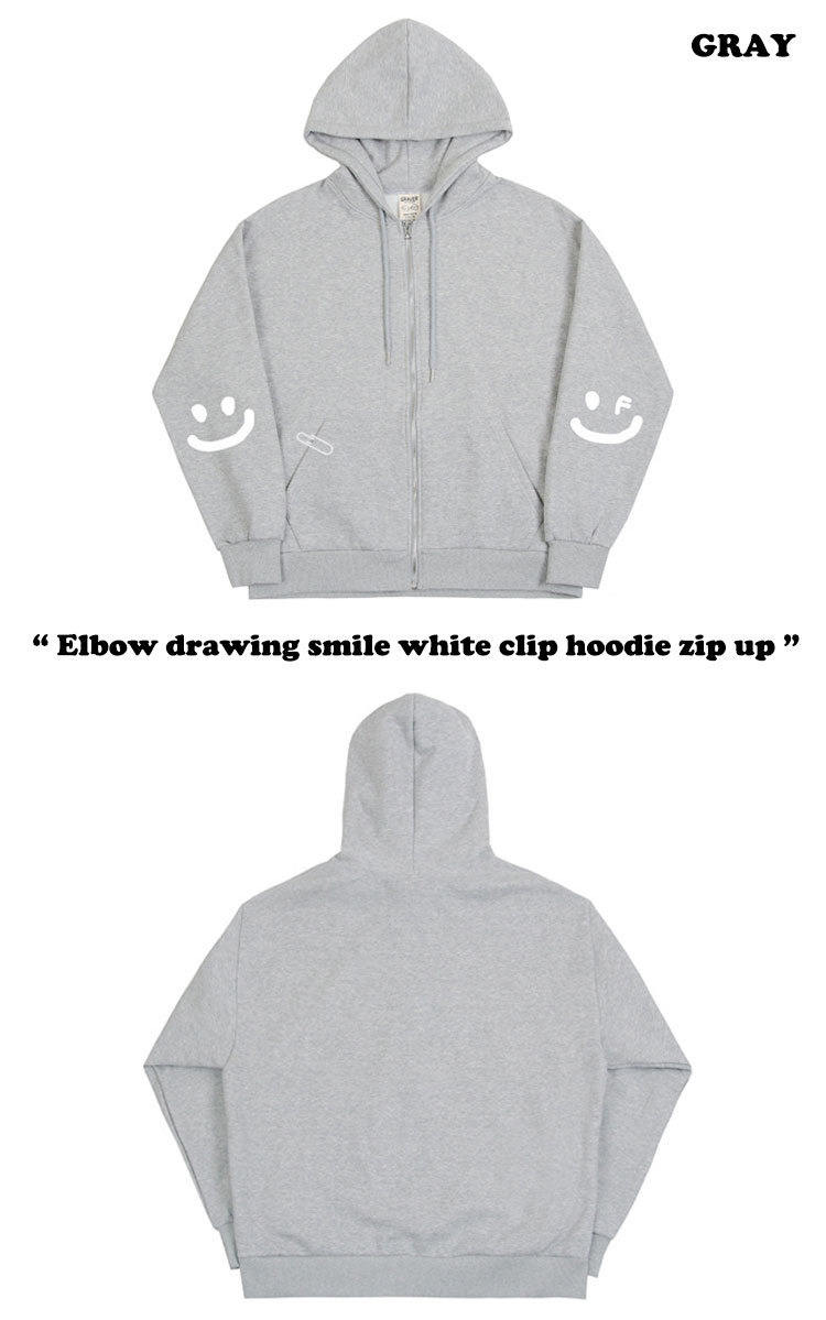 グレーバー パーカ GRAVER 正規販売店 Elbow drawing smile white clip hoodie zip up エルボー ドローイング スマイル ホワイト クリップ フーディー ジップアップ GRAY グレー BLACK ブラック G(W)-HZ-1-GY/BK ウェア 3