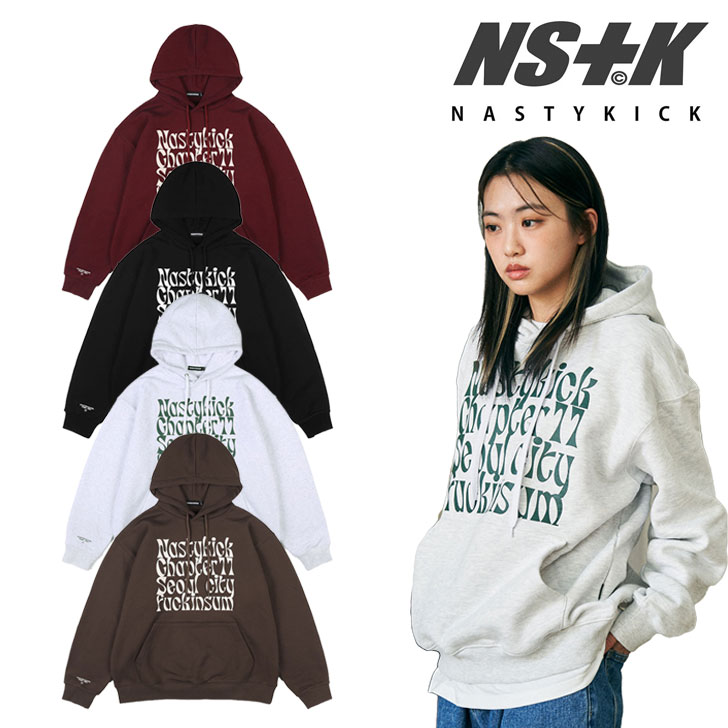 ネスティキック パーカ NASTYKICK 正規販売店 Kinsum Hoodie キンサム フーディー BLACK ブラック LIGHT MELANGE ライトメランジ BROWN ブラウン BURGUNDY バーガンディー 裏起毛 K22ZB735 ウェア