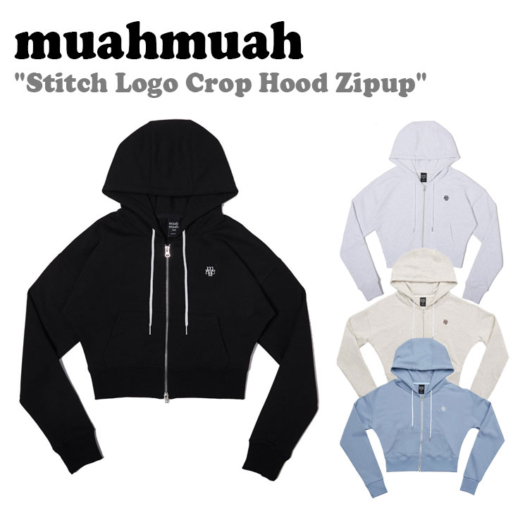 AA WbvAbv muahmuah [A[A fB[X Stitch Logo Crop Hood Zipup XeBb` S Nbv t[hWbvAbv S4F MUT23135 EFA