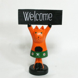 動物の木製置物Welcome♪Thankyou♪アニマルアジアン雑貨BCDSHOP