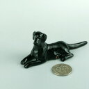 犬 置物伏せ!真っ黒なワイルド犬!インテリア雑貨陶器製置物アジアン雑貨(3)
