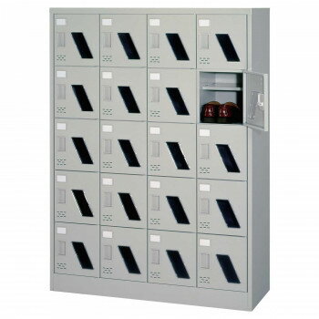 【ポイント5倍！BLACK FRIDAY限定！】 シューズロッカー　4列5段中棚付・扉付・窓付・錠なしタイプ　ニ..