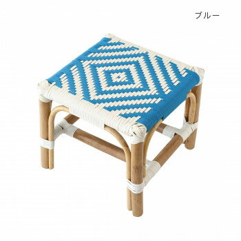 【ポイント5倍！BLACK FRIDAY限定！】 ラタン＆PP スクエアスツール ブルー 10224860257【送料無料】