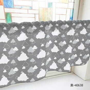 カフェカーテン ベタと線の雲 800×450mm　黒・40638【送料無料】