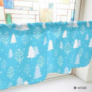 カフェカーテン 冬の木 1000×450mm　青・41543【送料無料】