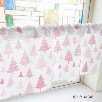 【エントリーで★全品ポイント5倍★】 カフェカーテン ツリー 800×450mm　ピンク・41048【送料無料】