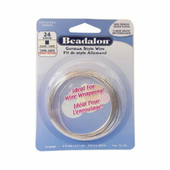 Beadalon(ビーダロン) スクエアワイヤー ノンターニッシュシルバー 0.5mm×4m 24【送料無料】 メール便対応商品