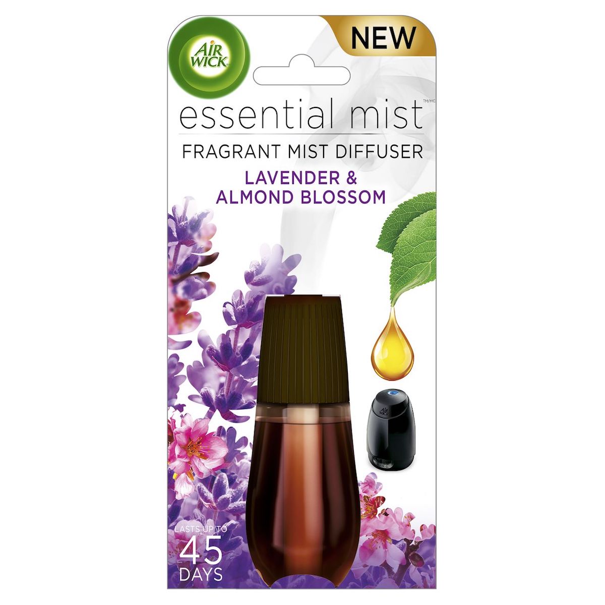 送料無料 お部屋の芳香剤 部屋用 AIR WICK Essential Mist Fragrance Refill詰替用エアーウィックエッセンシャルミスト詰め替え用オイルLavender Almond Blossom ラベンダー ＆アーモンドブロッサム アロマ アメリカ 芳香剤 玄関