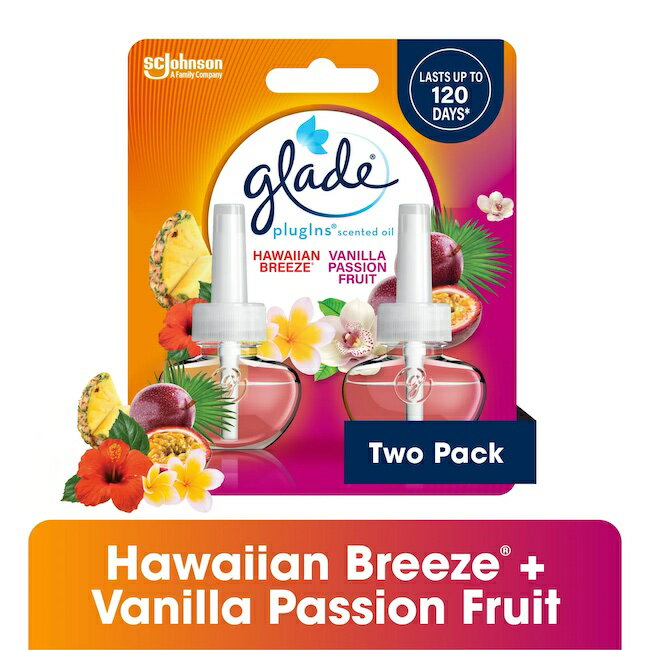 送料無料 芳香剤 部屋 お部屋の芳香剤 部屋用 芳香剤 glade Pluginns Refill 2個入り Hawaiian Breeze & Vanilla Passion Fruit グレード プラグイン リフィル 詰替用2個入り アメリカ芳香剤 玄関＃Air Wick
