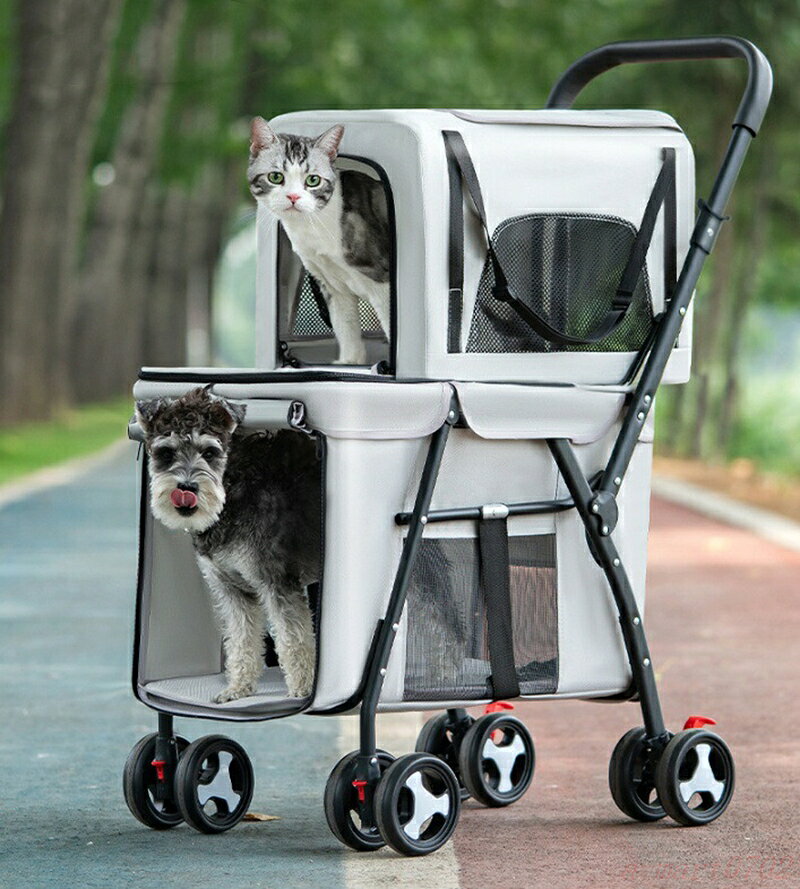 ペットカート 多頭 分離型 折りたたみ 2段 2階 2層 犬用カート中型犬 小型犬 猫 ペ...