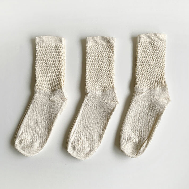 【クリーム単色】ORGANIC THREADS オーガニックスレッズ クルーソックス 3足セット...