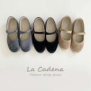 LA CADENA ラ カデナ ベロア ワンストラップシューズ スナップボタン｜スペイン フラットシューズ ぺたんこ カンフーシューズ