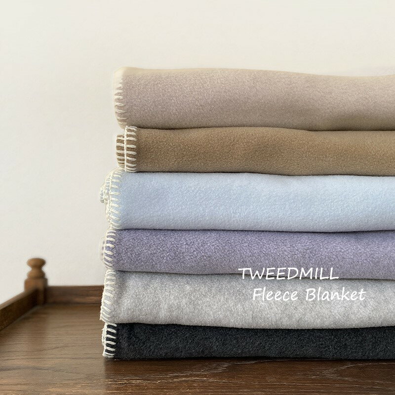 TWEEDMILL ツイードミル フリースミニブランケット イギリス 無地 Fleece Mini Blanket ステッチ入り ひざ掛け