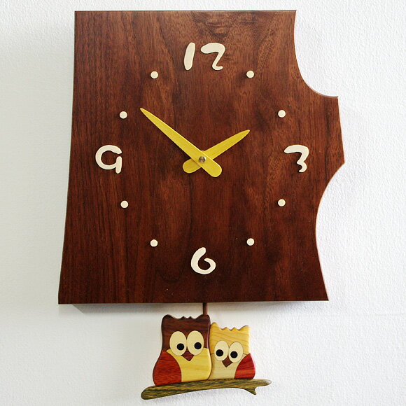 掛け 掛時計 時計 振り子 木製 フク