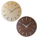掛け時計 丸形 シンプル　デザイン　木製時計 メープル/ウォールナットの時計 大型 日本製　(FO-V0011)