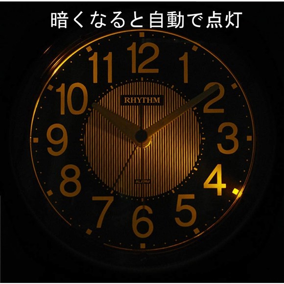 リズム(RHYTHM) 目覚まし時計 電子音アラーム 連続秒針 暗所 自動 点灯 ライト ゴールド8RE673SR18 [2]