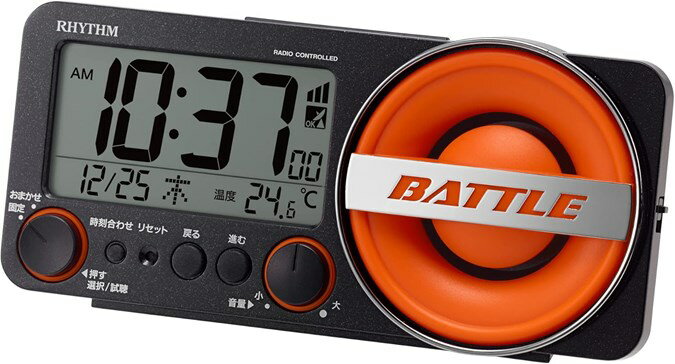 Rakuten - リズム(RHYTHM) 大音量 目覚まし時計 電波時計 1,000パターン 電子音 アラーム (サウンド30種) バックライト付き デジタル [フィットウェーブバトル230] ブラック 8.5×18.4×5.8cm 8RZ230SR02