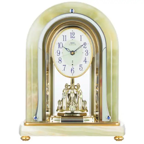 セイコー（SEIKO）　電波時計　重厚ながらエレガントな気品漂うオニキスの置き時計　HW203M