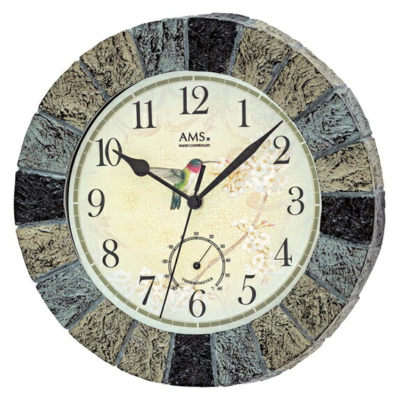 ドイツ AMS社 掛け時計 温度計 湿度計 国内在庫 (YM-AMS5979)　のスペックサイズ直径26×厚み6cm素材ガラス、メタル、石機能掛け時計搭載している温度計、湿度計は精密計測用ではなく、日常のだいたいの温度、湿度を計るものです。...