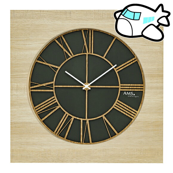 Rakuten - AMS 掛け時計 ドイツ製 木製 大型 50cm 四角 ローマ数字 AMS9641 納期1ヶ月程度　(YM-AMS9641)