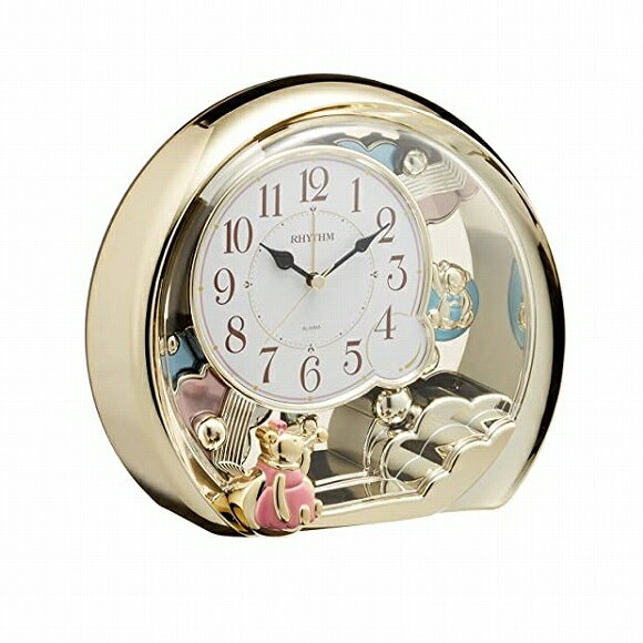 リズム時計 RHYTHM 置き時計 クオーツ 飾り振子付（文字板右側と下のクマが、上下、左右に揺れます） ファンタジーランド504SR