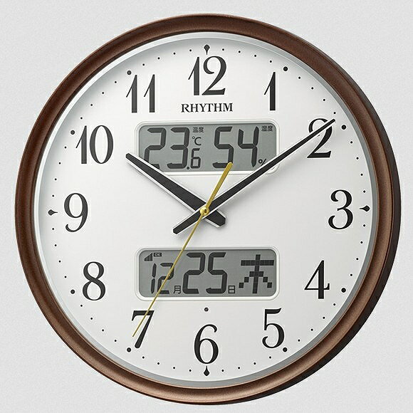 リズム時計 RHYTHM 掛け時計 電波 連続秒針（夜眠る秒針） 電波OFF カレンダー表示付（2099年1まで表示可能）