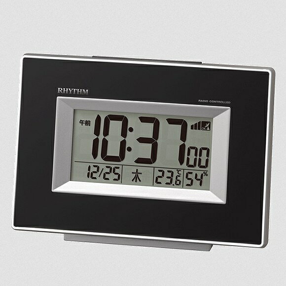 リズム時計 RHYTHM シチズン CITIZEN 置き時計 温湿度計付 電波デジタル めざまし時計 前面名入れスペース 記念品・ギフトなどにおすすめ フィットウェーブD194