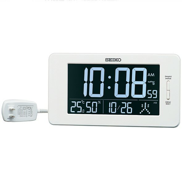 セイコー(SEIKO) 置き時計 デジタル 電波時計 掛置兼用 カレンダー 温度計 湿度計 コンセント式 DL216W
