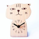 置き時計 木製 ネコ ねこ 猫 おしゃれ アナログ 北欧 秒針なし 2針 シンプル テンネンハミヤビ chara cats シナ クリア (YC-YK20-103N)(3)