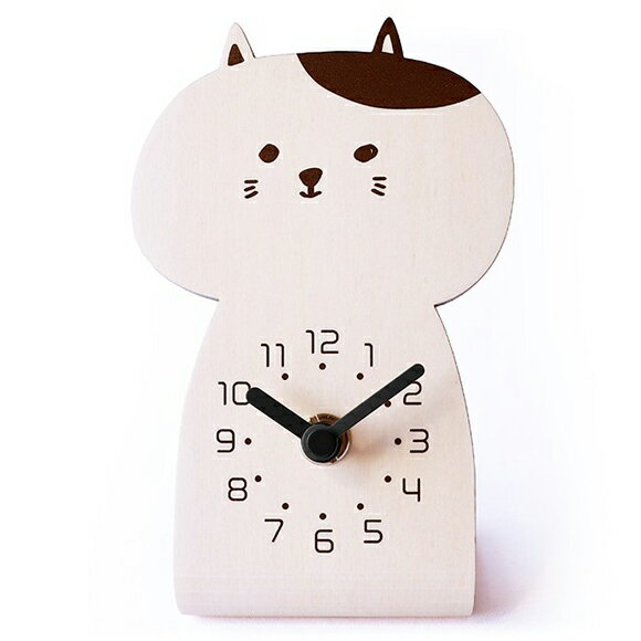 Rakuten - 置き時計 木製 ネコ ねこ 猫 おしゃれ アナログ 北欧 秒針なし 2針 シンプル セイトウハタマコ chara cats シナ ナチュラルホワイト　(YC-YK20-103NW)