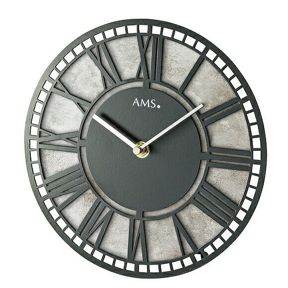 AMS ドイツ製 置き時計 22cm 1233 ストーン調 アナログ ローマ数字　(YM-AMS1233) 国内在庫