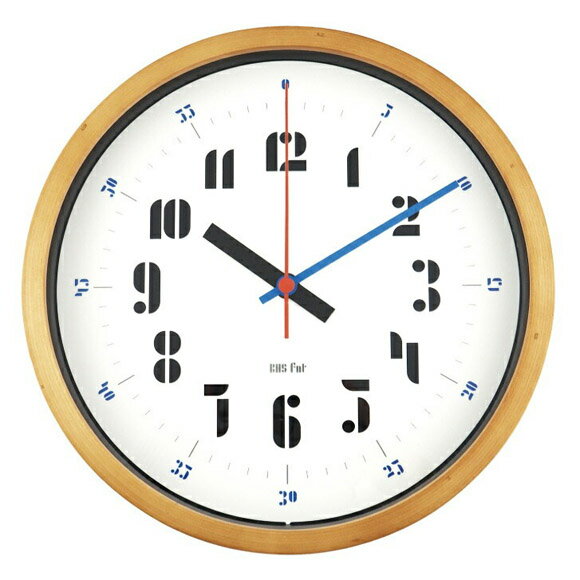 掛け時計 掛時計 知育時計 アナログ 25cm スイープ 音がしない 静音タイプ 壁掛け時計 おしゃれ 知育 北欧 木製 バウハウス 復刻フォント使用 ブルー　(EL-WCL-003)