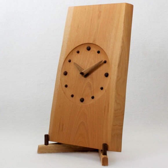 掛け時計 耳付き ニレ 掛け 掛置兼用 スタンド付 置き時計 置時計 木製 天然 木 無垢 ムク にれ 人気 リビング ナチュラル 日本製 新築祝い 転居祝い 引越し 開店祝い 退職祝い 開業祝い (KJ-MIMIT-N) [3]