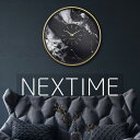 ネクスタイム NEXTIME 大型 48cm 掛け時計 掛時計 アナログ 時計 秒針なし スイープ 音がしない 静音タイプ Marble DUO ゴールド (NT-3539GO)