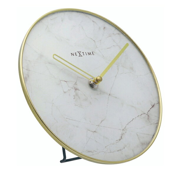ネクスタイム NEXTIME 20cm 置き時計 置時計 アナログ 時計 スイープ 音がしない 静音タイプ レジン Marble Table (NT-5222WI) [2]