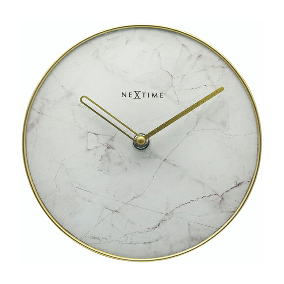 ネクスタイム NEXTIME 20cm 置き時計 置時計 アナログ 時計 スイープ 音がしない 静音タイプ レジン Marble Table (NT-5222WI) [3]