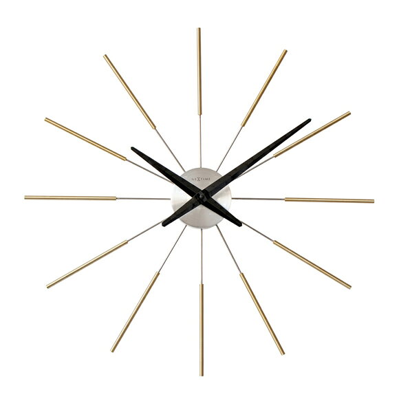 NEXTIME ネクスタイム 大型 58cm 掛け時計 掛時計 アナログ 時計 スイープ 音がしない 静音タイプ スチール Radiant Clock Sunray ゴールド アルミ ミッドセンチュリー (NT-J011) *次回8月末入荷予定 [2]