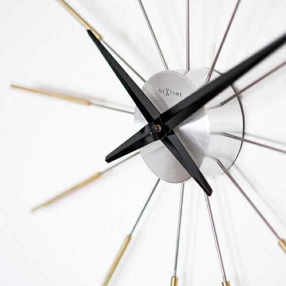 NEXTIME ネクスタイム 大型 58cm 掛け時計 掛時計 アナログ 時計 スイープ 音がしない 静音タイプ スチール Radiant Clock Sunray ゴールド アルミ ミッドセンチュリー (NT-J011) *次回8月末入荷予定 [3]