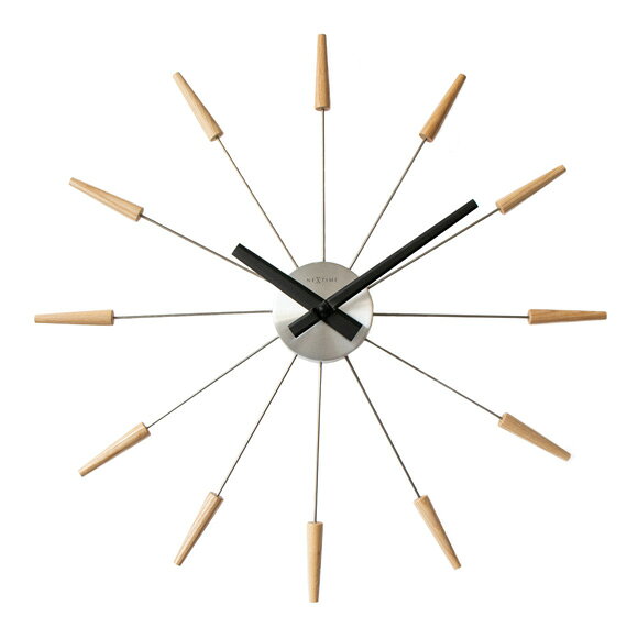 NEXTIME ネクスタイム 大型 58cm 掛け時計 掛時計 アナログ 時計 スイープ 音がしない 静音タイプ スチール Radiant Clock corn 1ナチュラル 木製 ミッドセンチュリー (NT-J015) [2]